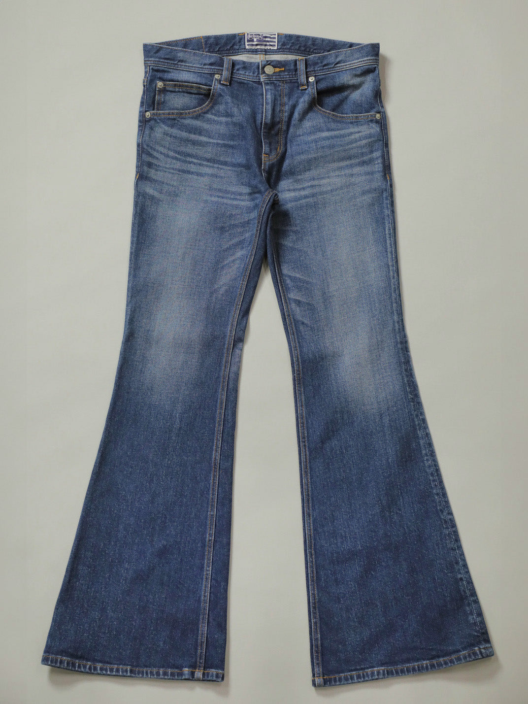 12.5oz ベルボトムジーンズ ユーズドカラー/ユニセックス – BOBSON JEANS