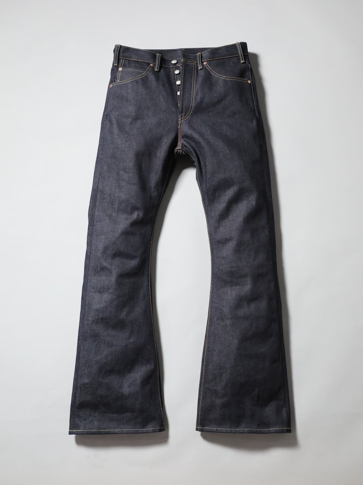 B-1969-XX-F-004 岡山産セルビッチデニム フレアジーンズ リジッド  FLARE SELVEDGE DENIM RIGID