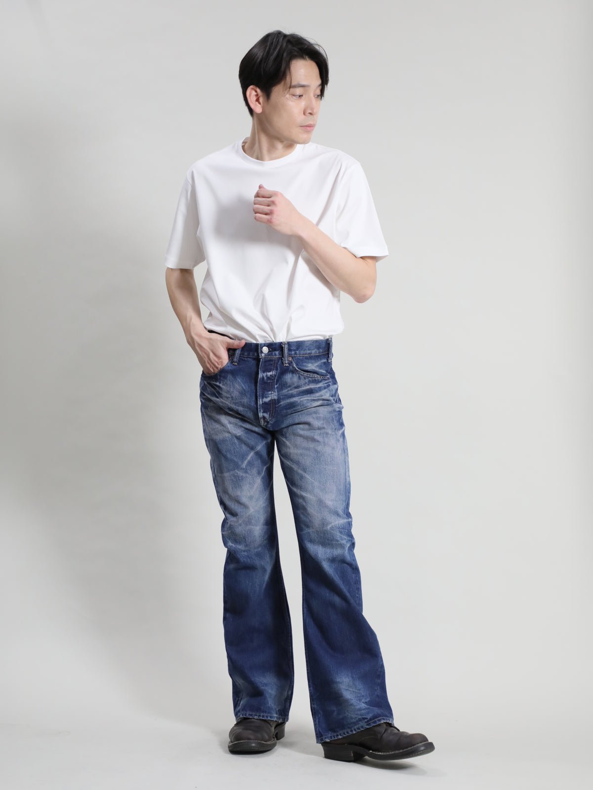 B-1969-XX-F-970 【岡山産 セルビッチデニム】ベルボトム  ユーズド加工  BELL-BOTTOM SELVEDGE DENIM USED WASH