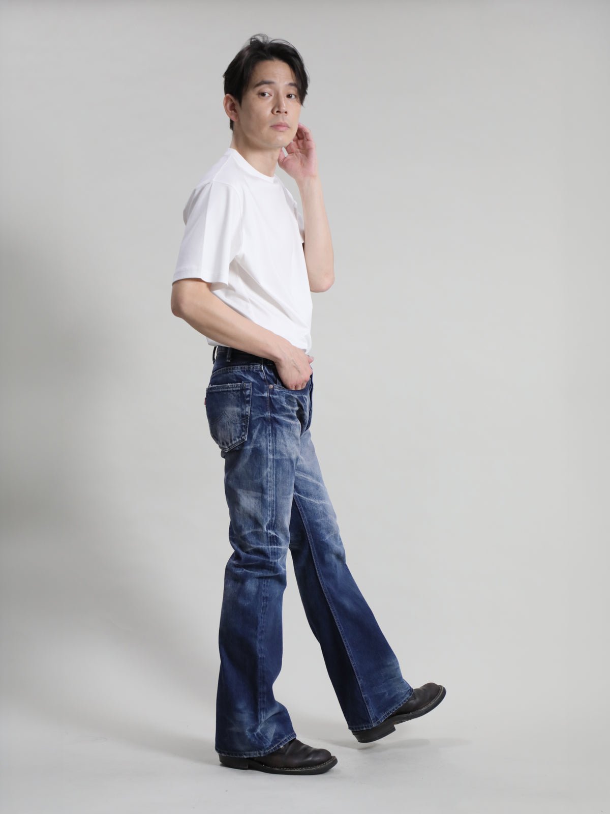 B-1969-XX-F-970 【岡山産 セルビッチデニム】ベルボトム  ユーズド加工  BELL-BOTTOM SELVEDGE DENIM USED WASH