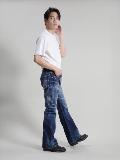 B-1969-XX-F-970 【岡山産 セルビッチデニム】ベルボトム  ユーズド加工  BELL-BOTTOM SELVEDGE DENIM USED WASH