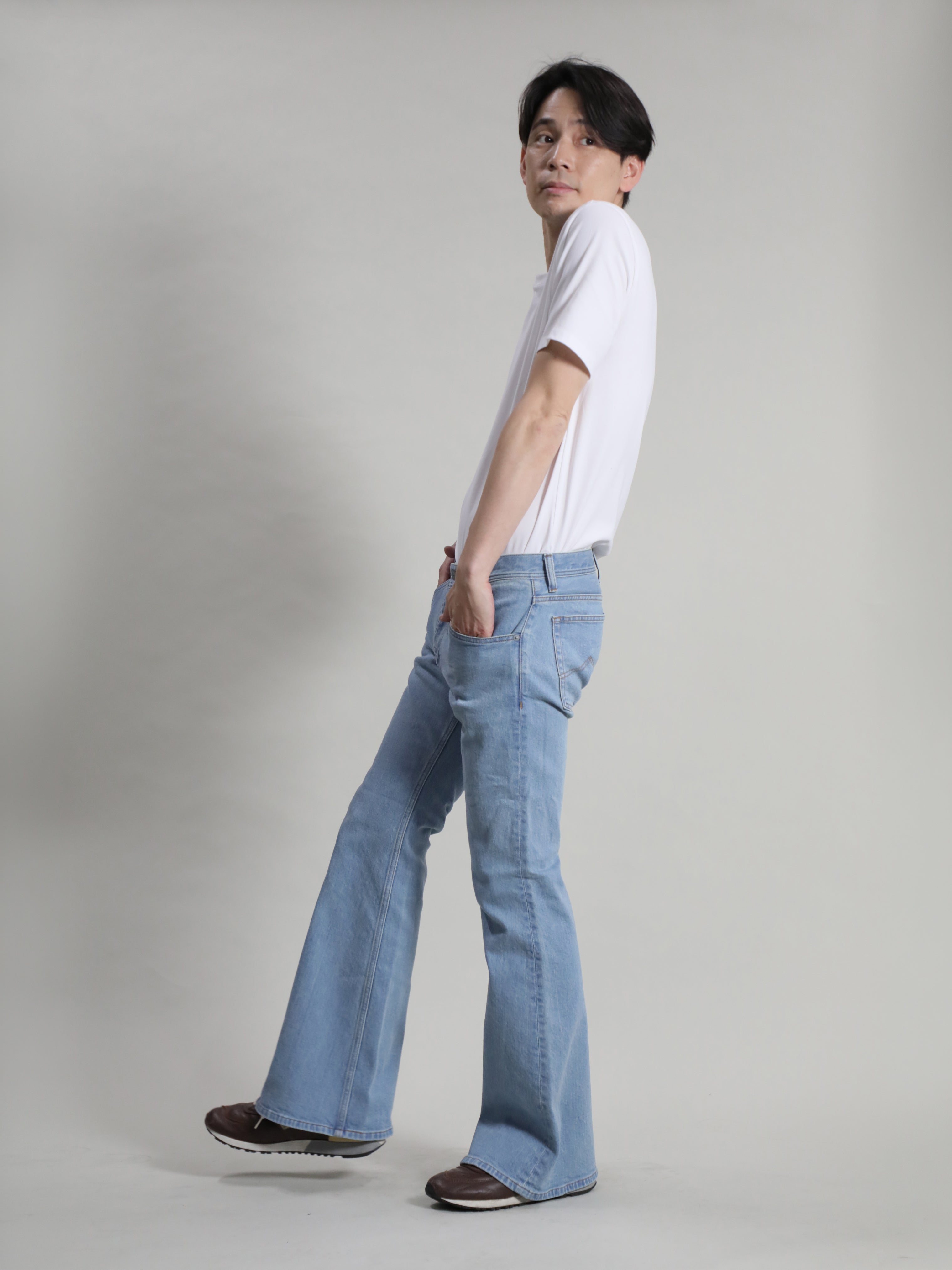 ベルボトムジーンズ レトロハイブリーチカラー/ユニセックス 12.5oz