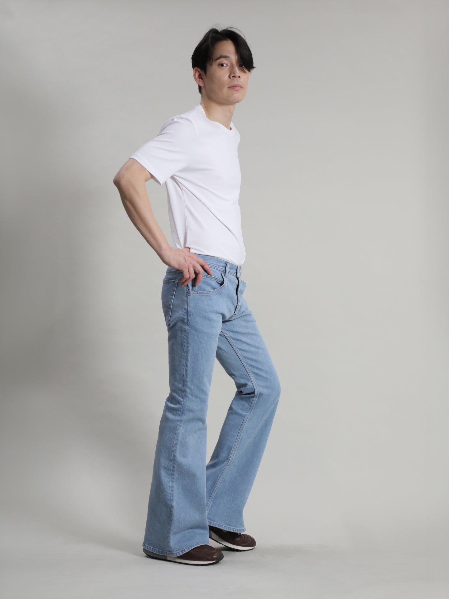 ベルボトムジーンズ　レトロハイブリーチカラー/ユニセックス　12.5oz