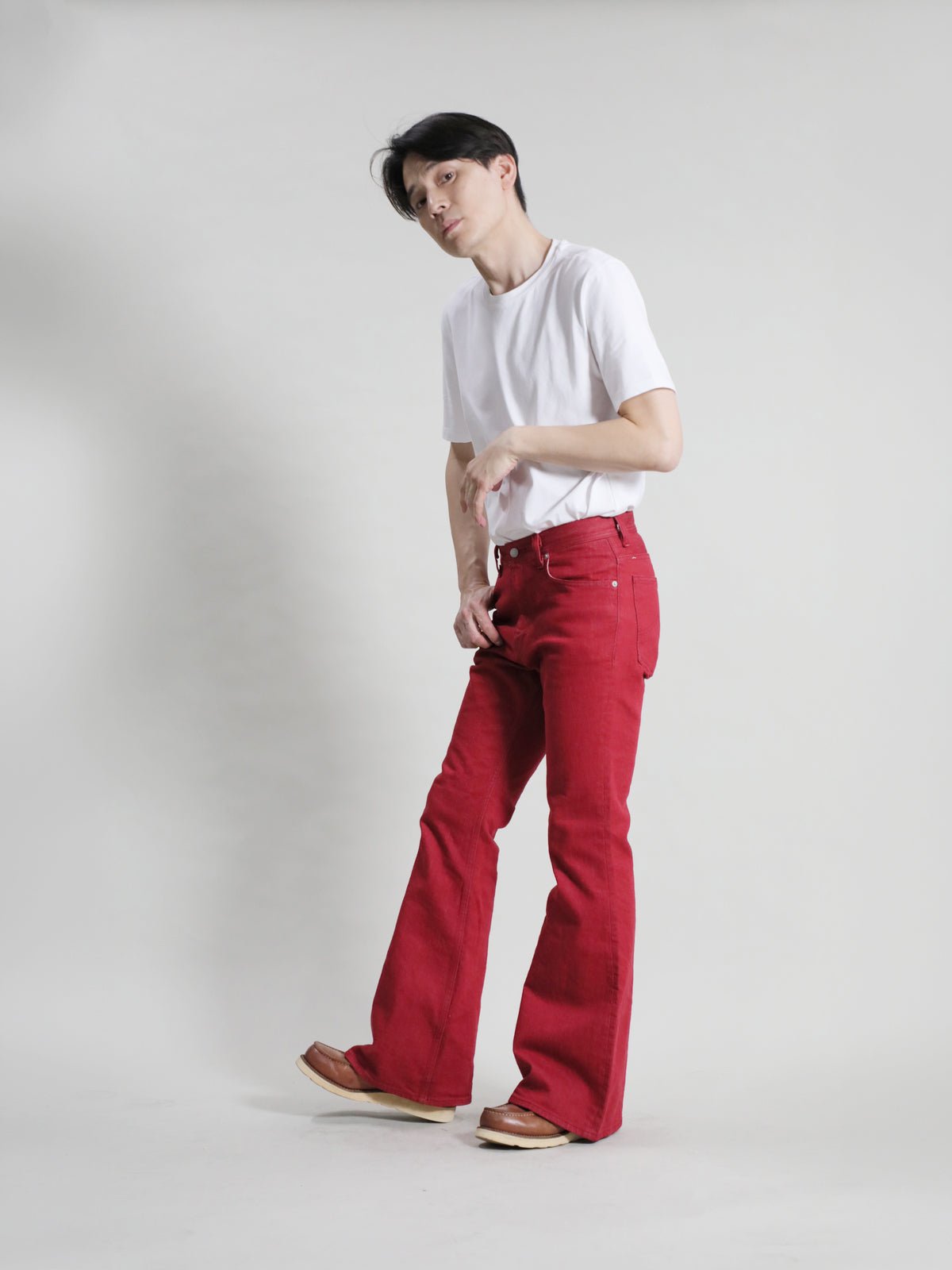 ジンバブエコットン ベルボトムジーンズ レッドカラー/メンズ – BOBSON