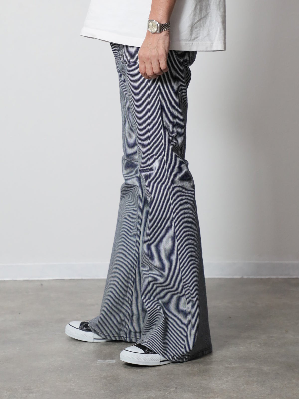 貼りポケベルボトムジーンズ 1970年代復刻 ヒッコリーワンウォッシュ