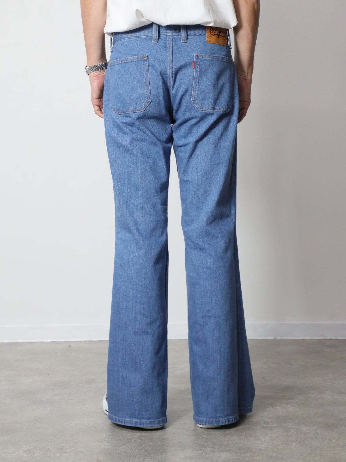 12.5oz 貼りポケベルボトムジーンズ　1970年代復刻  レトロブリーチカラー/ユニセックス