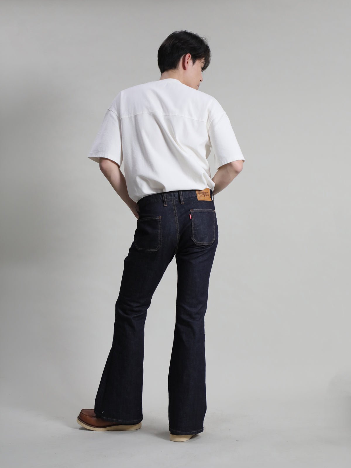 貼りポケベルボトムジーンズ　1970年代復刻  ワンウォッシュカラー/ユニセックス  12.5oz