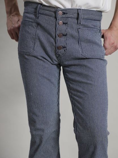 貼りポケベルボトムジーンズ　1970年代復刻  ヒッコリーワンウォッシュ/ユニセックス　10.5oz