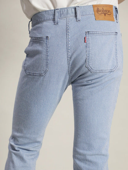 貼りポケベルボトムジーンズ　1970年代復刻  ヒッコリーブリーチカラー/ユニセックス  10.5oz
