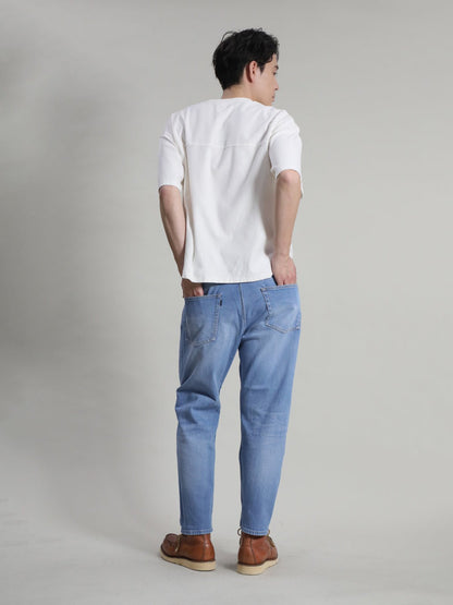 ワイドフィットテーパードジーンズ　ブリーチカラー/ユニセックス  12.5oz