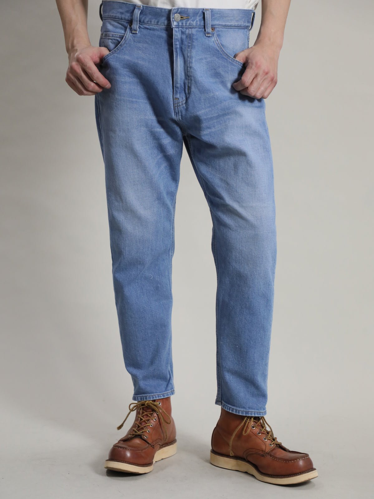 ワイドフィットテーパードジーンズ　ブリーチカラー/ユニセックス  12.5oz