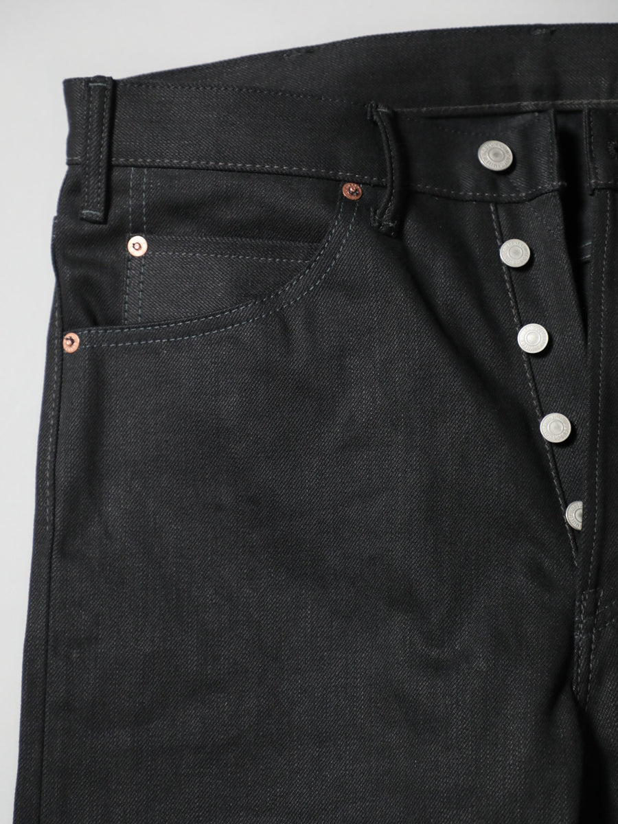 B-1969-XX-F-BK-004 【岡山産 縦横ブラックブラックセルビッチデニム】ベルボトム リジッド  BELL-BOTTOM BLACK SELVEDGE DENIM RIGID