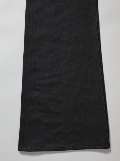 B-1969-XX-F-BK-004 【岡山産 縦横ブラックブラックセルビッチデニム】ベルボトム リジッド  BELL-BOTTOM BLACK SELVEDGE DENIM RIGID