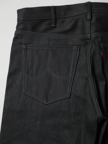 B-1969-XX-F-BK-004 【岡山産 縦横ブラックブラックセルビッチデニム】ベルボトム リジッド  BELL-BOTTOM BLACK SELVEDGE DENIM RIGID