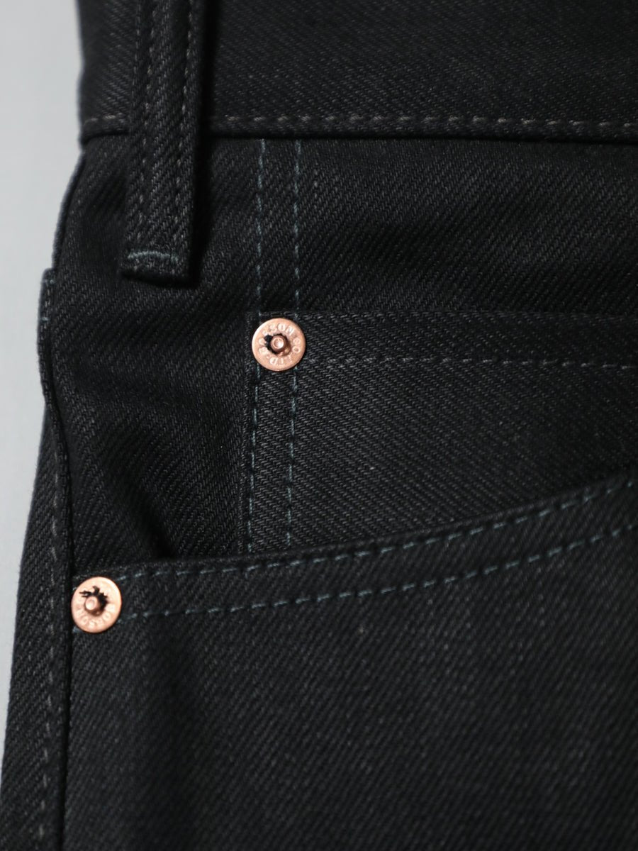 B-1969-XX-F-BK-004 【岡山産 縦横ブラックブラックセルビッチデニム】ベルボトム リジッド  BELL-BOTTOM BLACK SELVEDGE DENIM RIGID