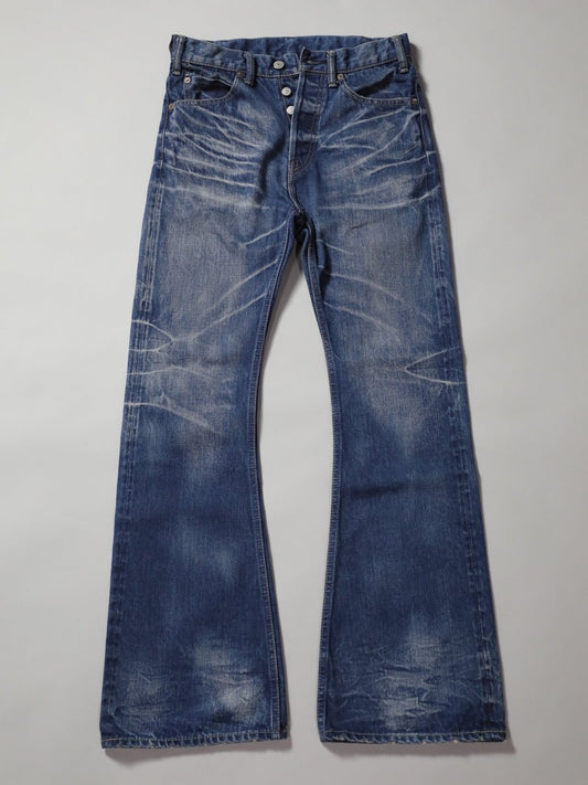 B-1969-XX-F-970 【岡山産 セルビッチデニム】ベルボトム  ユーズド加工  BELL-BOTTOM SELVEDGE DENIM USED WASH