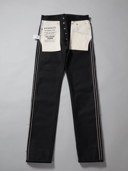 B-1969-XX-J-BK　【岡山産 縦横ブラックブラックセルビッチデニム】 ジーンズ　Straight Black Selvedge Denim