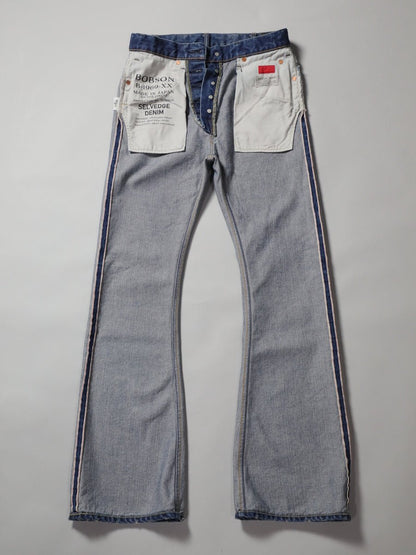 B-1969-XX-F-970 【岡山産 セルビッチデニム】ベルボトム  ユーズド加工  BELL-BOTTOM SELVEDGE DENIM USED WASH