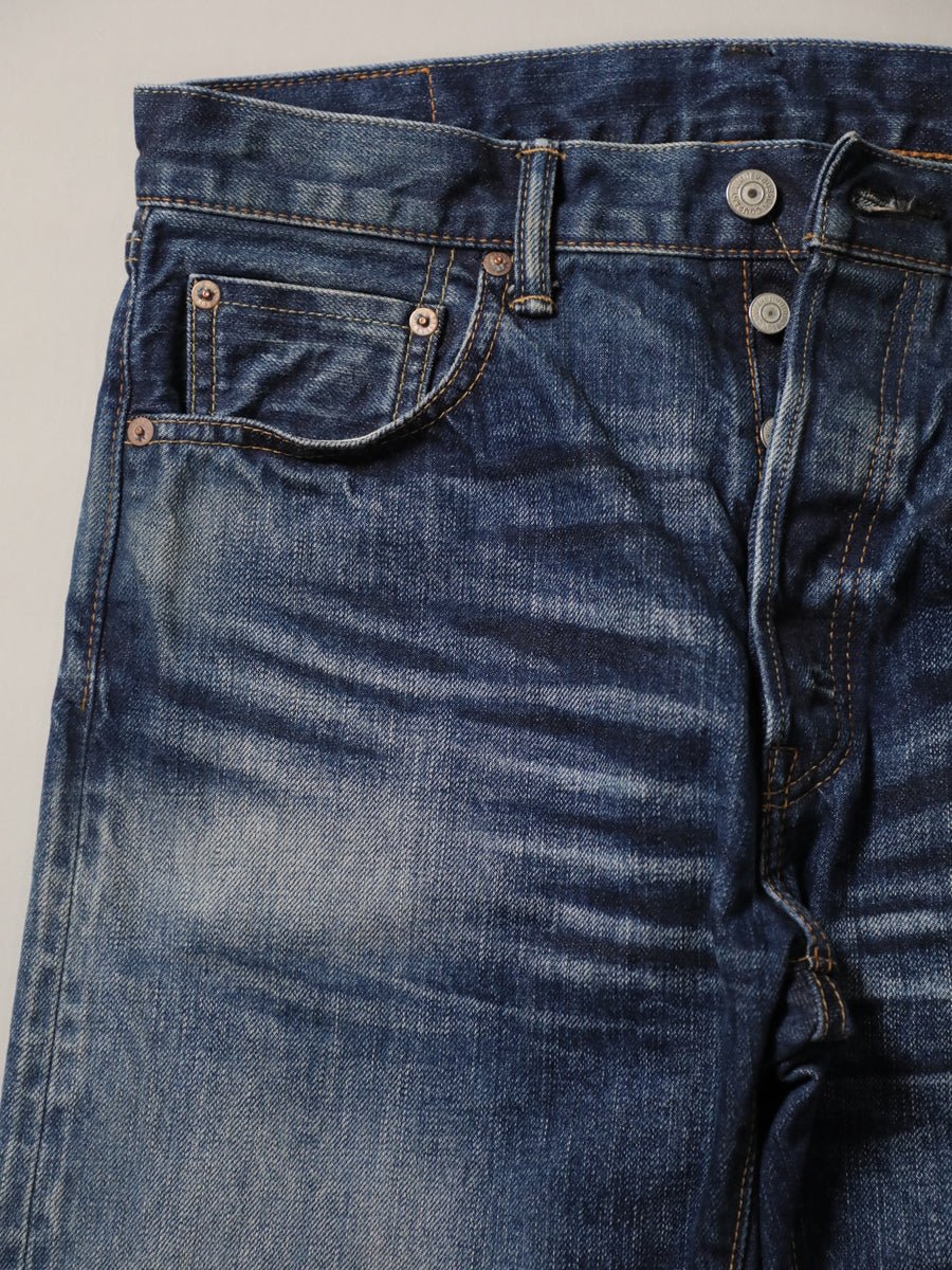 B-1969-XX-J-970　【岡山産 セルビッチデニム】ジーンズ ユーズドウオッシュ　Straight Selvedge Denim  usedwash