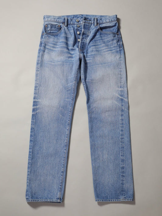 B-1969-XX-J-013　【岡山産 セルビッチデニム】ジーンズ ブリーチウオッシュ　Straight Selvedge Denim  bleach wash