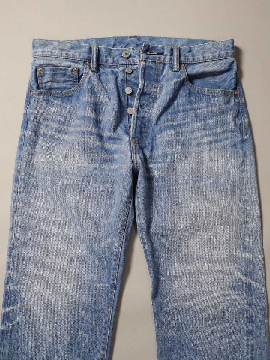 B-1969-XX-J-013　【岡山産 セルビッチデニム】ジーンズ ブリーチウオッシュ　Straight Selvedge Denim  bleach wash