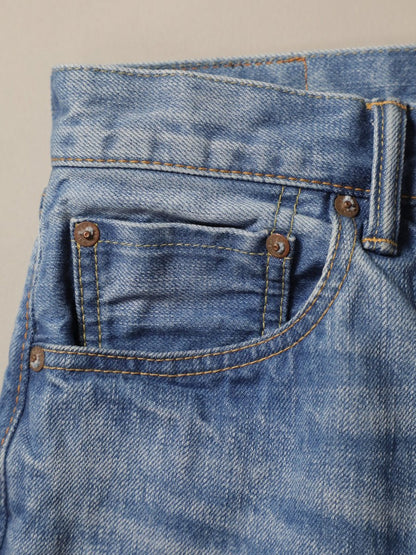B-1969-XX-J-013　【岡山産 セルビッチデニム】ジーンズ ブリーチウオッシュ　Straight Selvedge Denim  bleach wash