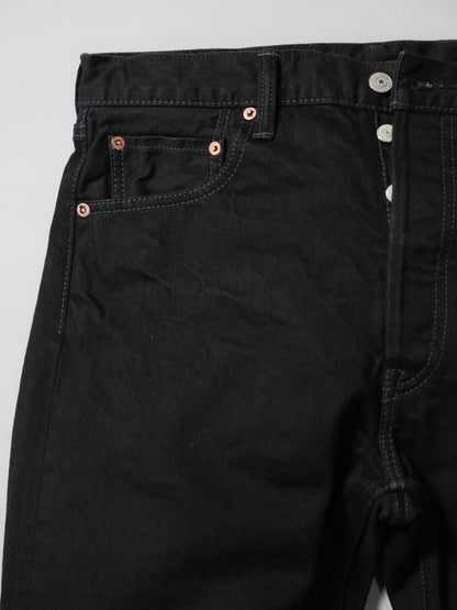B-1969-XX-J-BK-680　【岡山産 縦横ブラックブラックセルビッチデニム】ジーンズワンウオッシュ　Straight Black Selvedge Denim  Onewash