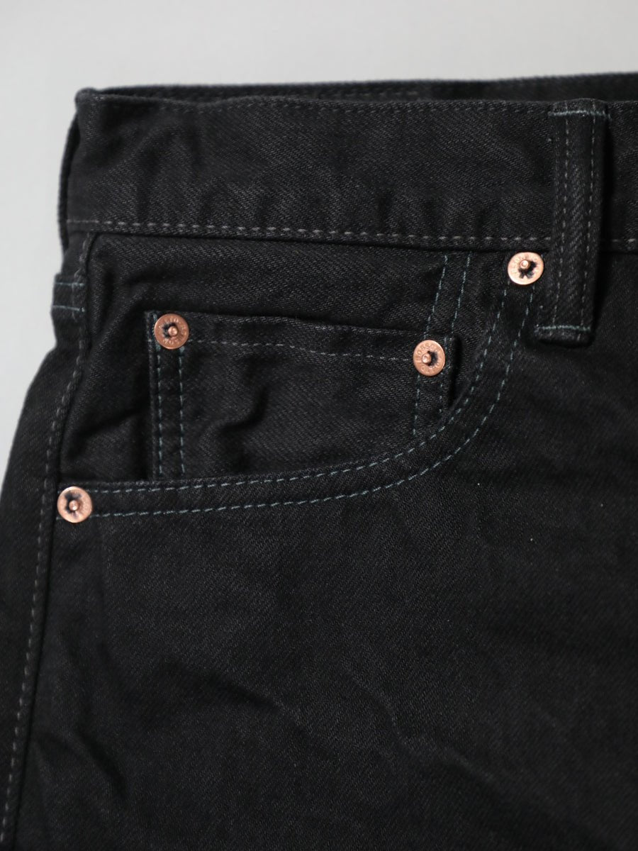 B-1969-XX-J-BK-680　【岡山産 縦横ブラックブラックセルビッチデニム】ジーンズワンウオッシュ　Straight Black Selvedge Denim  Onewash