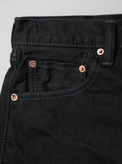 B-1969-XX-J-BK-680　【岡山産 縦横ブラックブラックセルビッチデニム】ジーンズワンウオッシュ　Straight Black Selvedge Denim  Onewash