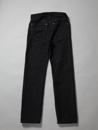 B-1969-XX-J-BK-680　【岡山産 縦横ブラックブラックセルビッチデニム】ジーンズワンウオッシュ　Straight Black Selvedge Denim  Onewash
