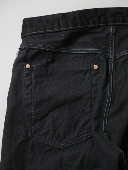 B-1969-XX-J-BK-680　【岡山産 縦横ブラックブラックセルビッチデニム】ジーンズワンウオッシュ　Straight Black Selvedge Denim  Onewash
