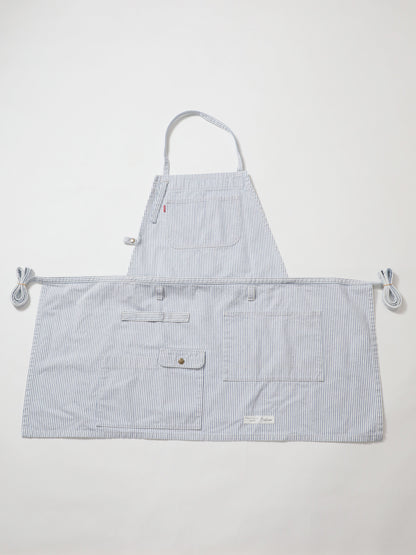 2WAYデニムエプロン　ヒッコリーデニム【10.5オンス】　ブリーチカラー/ワンウオッシュ
