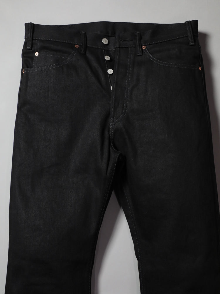 B-1969-XX-F-BK-004 【岡山産 縦横ブラックブラックセルビッチデニム】ベルボトム リジッド  BELL-BOTTOM BLACK SELVEDGE DENIM RIGID