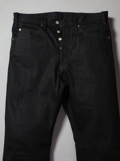 B-1969-XX-F-BK-004 【岡山産 縦横ブラックブラックセルビッチデニム】ベルボトム リジッド  BELL-BOTTOM BLACK SELVEDGE DENIM RIGID