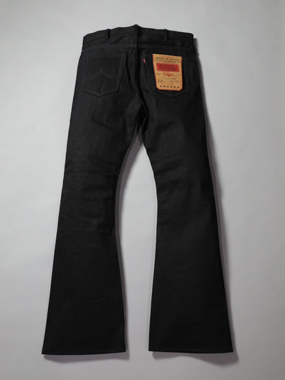 B-1969-XX-F-BK-004 【岡山産 縦横ブラックブラックセルビッチデニム】ベルボトム リジッド  BELL-BOTTOM BLACK SELVEDGE DENIM RIGID