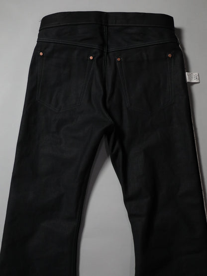B-1969-XX-F-BK-004 【岡山産 縦横ブラックブラックセルビッチデニム】ベルボトム リジッド  BELL-BOTTOM BLACK SELVEDGE DENIM RIGID