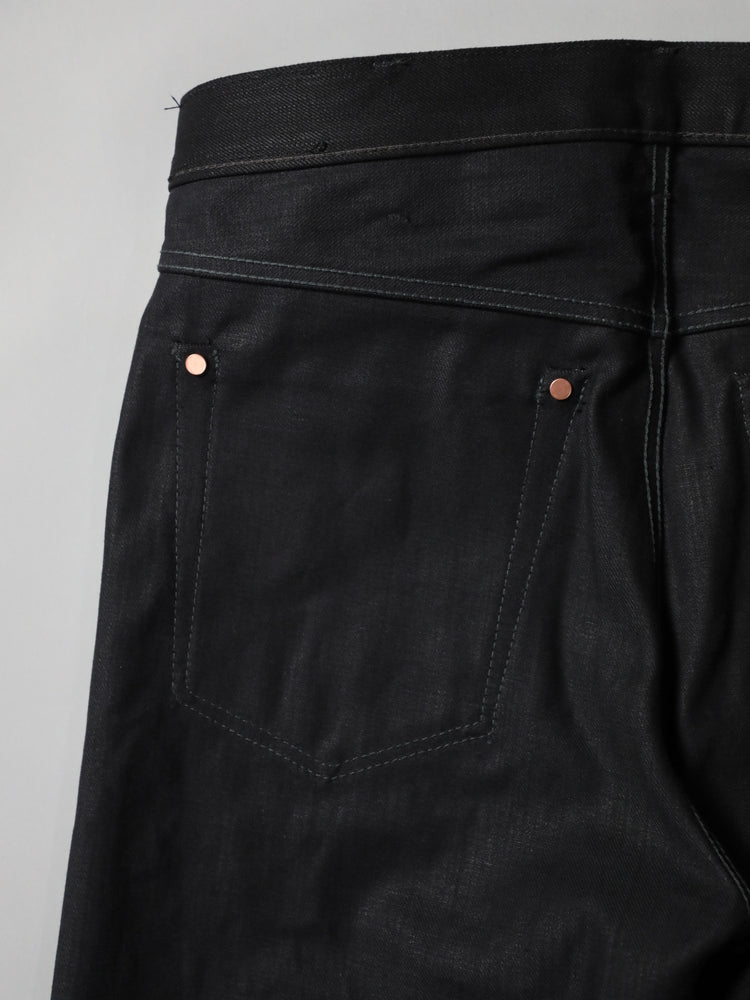 B-1969-XX-F-BK-004 【岡山産 縦横ブラックブラックセルビッチデニム】ベルボトム リジッド  BELL-BOTTOM BLACK SELVEDGE DENIM RIGID