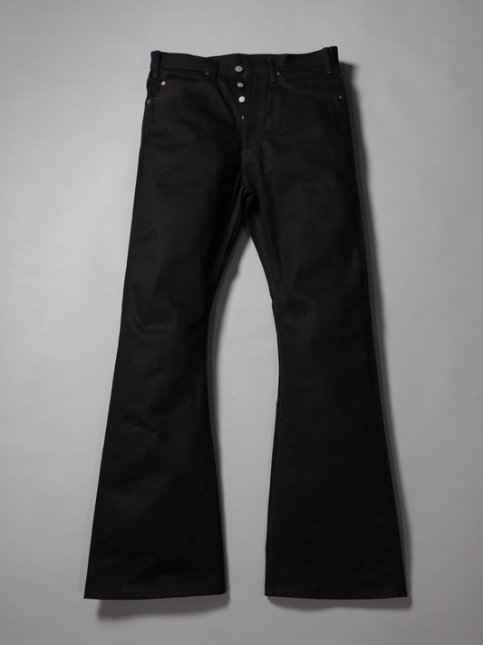 B-1969-XX-F-BK-004 【岡山産 縦横ブラックブラックセルビッチデニム】ベルボトム リジッド  BELL-BOTTOM BLACK SELVEDGE DENIM RIGID