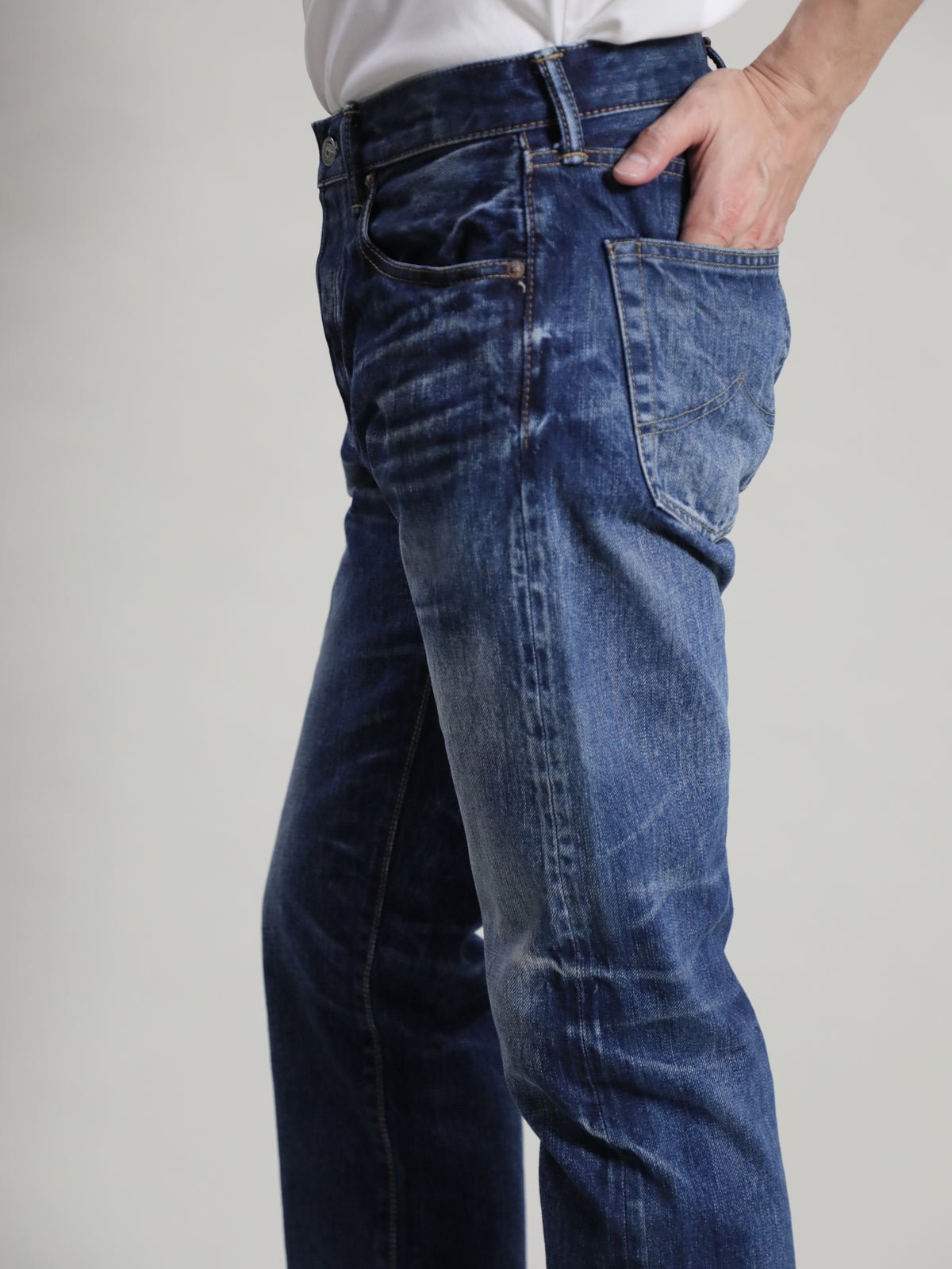 B-1969-XX-J-970　【岡山産 セルビッチデニム】ジーンズ ユーズドウオッシュ　Straight Selvedge Denim  usedwash