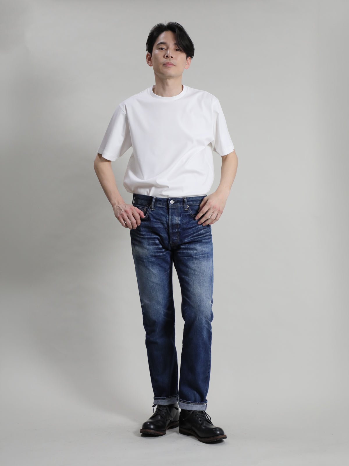 B-1969-XX-J-970　【岡山産 セルビッチデニム】ジーンズ ユーズドウオッシュ　Straight Selvedge Denim  usedwash