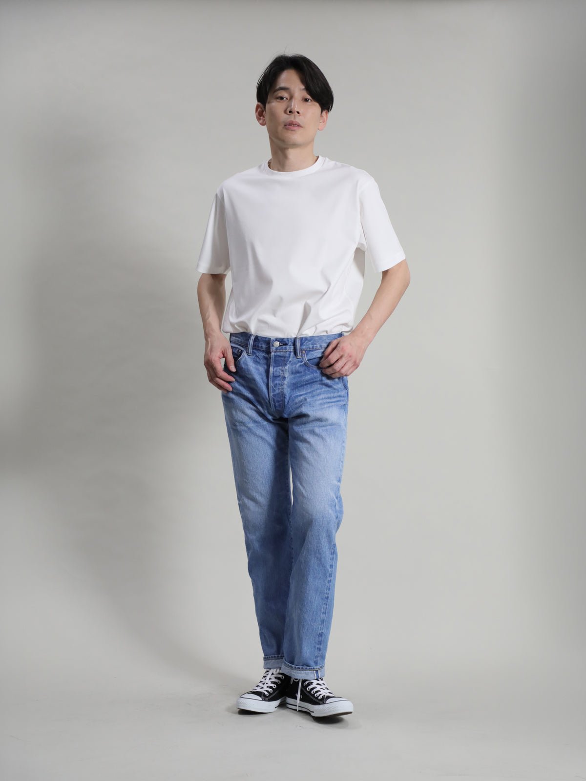 B-1969-XX-J-013　【岡山産 セルビッチデニム】ジーンズ ブリーチウオッシュ　Straight Selvedge Denim  bleach wash